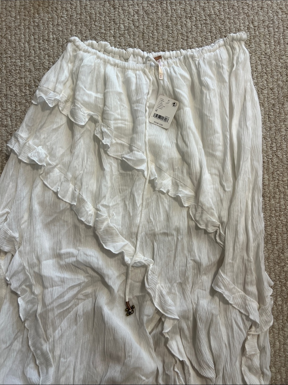 Free People White Ambie Ruffled Asymmetric Maxi Skirt - Picture 2 of 2